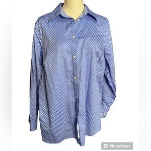 Chaps No Iron Blue Polka Dot Button Down Shirt